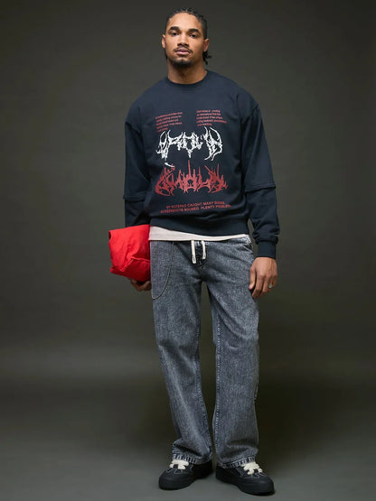Glitch Code Graphic Sweatshirt (Navy)