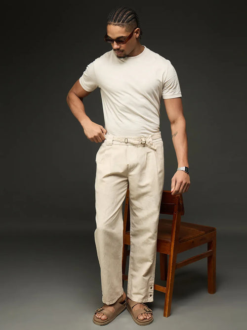 Casual Cargo Trouser With Belt (Off-White)