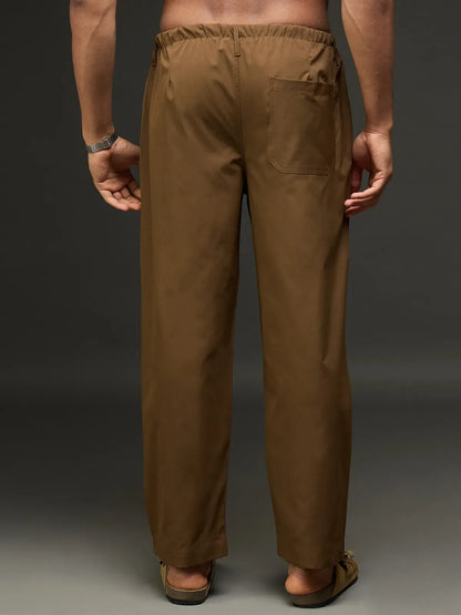 Men's Drawstring Casual Trousers (Brown)