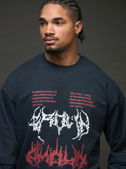 Glitch Code Graphic Sweatshirt (Navy)
