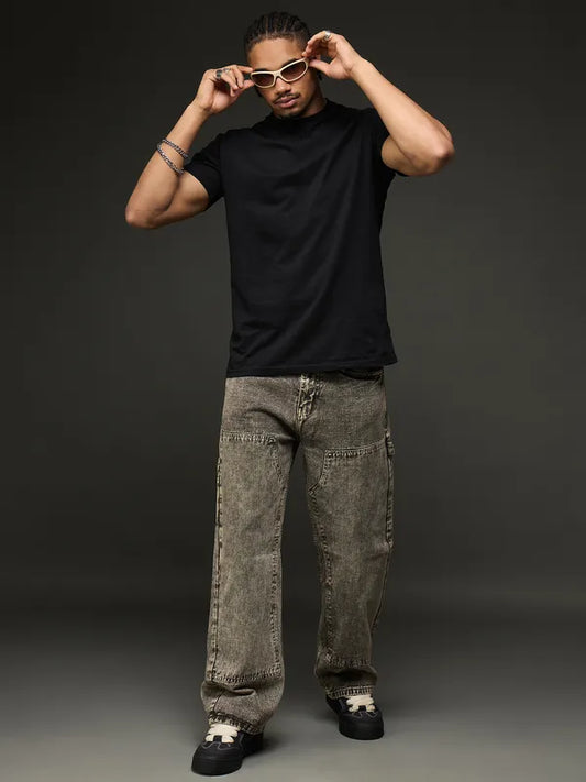 Denim Cargo Pant With Multiple Pockets (Rusty Green)