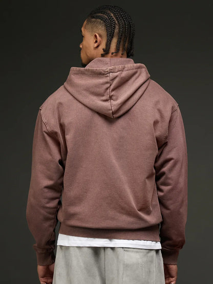 Mocha Brown Embroidered Zip Up Hoodie