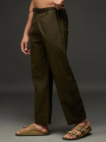 Men's Drawstring Casual Trousers (Olive)