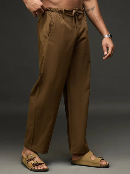 Men's Drawstring Casual Trousers (Brown)
