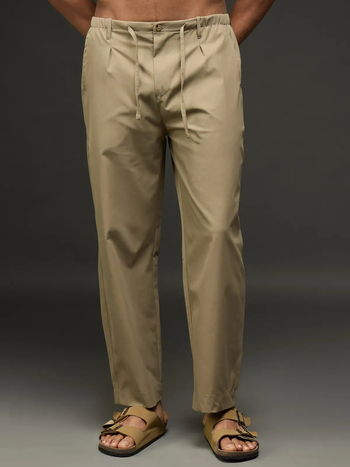 Men's Drawstring Casual Trousers (Khaki)