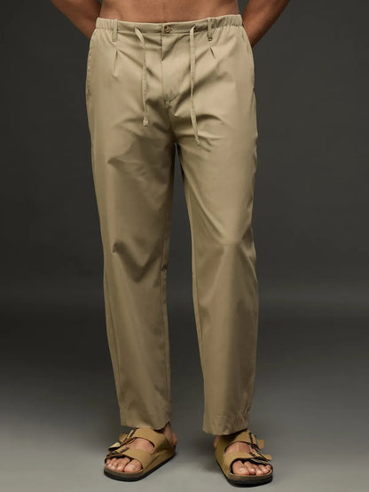 Men's Drawstring Casual Trousers (Khaki)