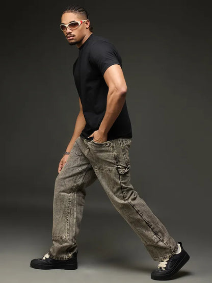 Denim Cargo Pant With Multiple Pockets (Rusty Green)