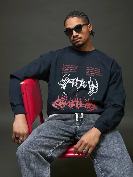Glitch Code Graphic Sweatshirt (Navy)