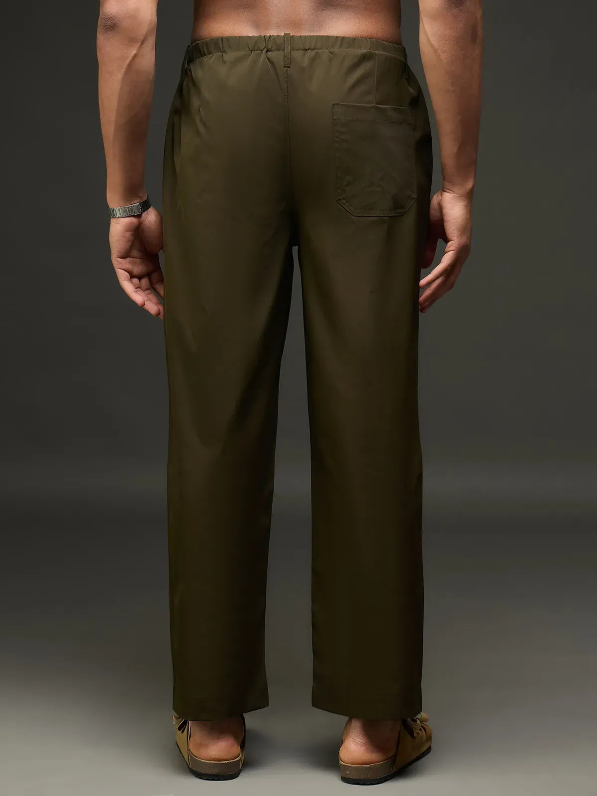 Men's Drawstring Casual Trousers (Olive)