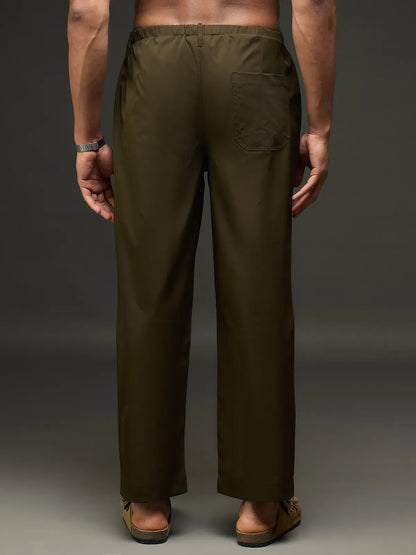 Men's Drawstring Casual Trousers (Olive)