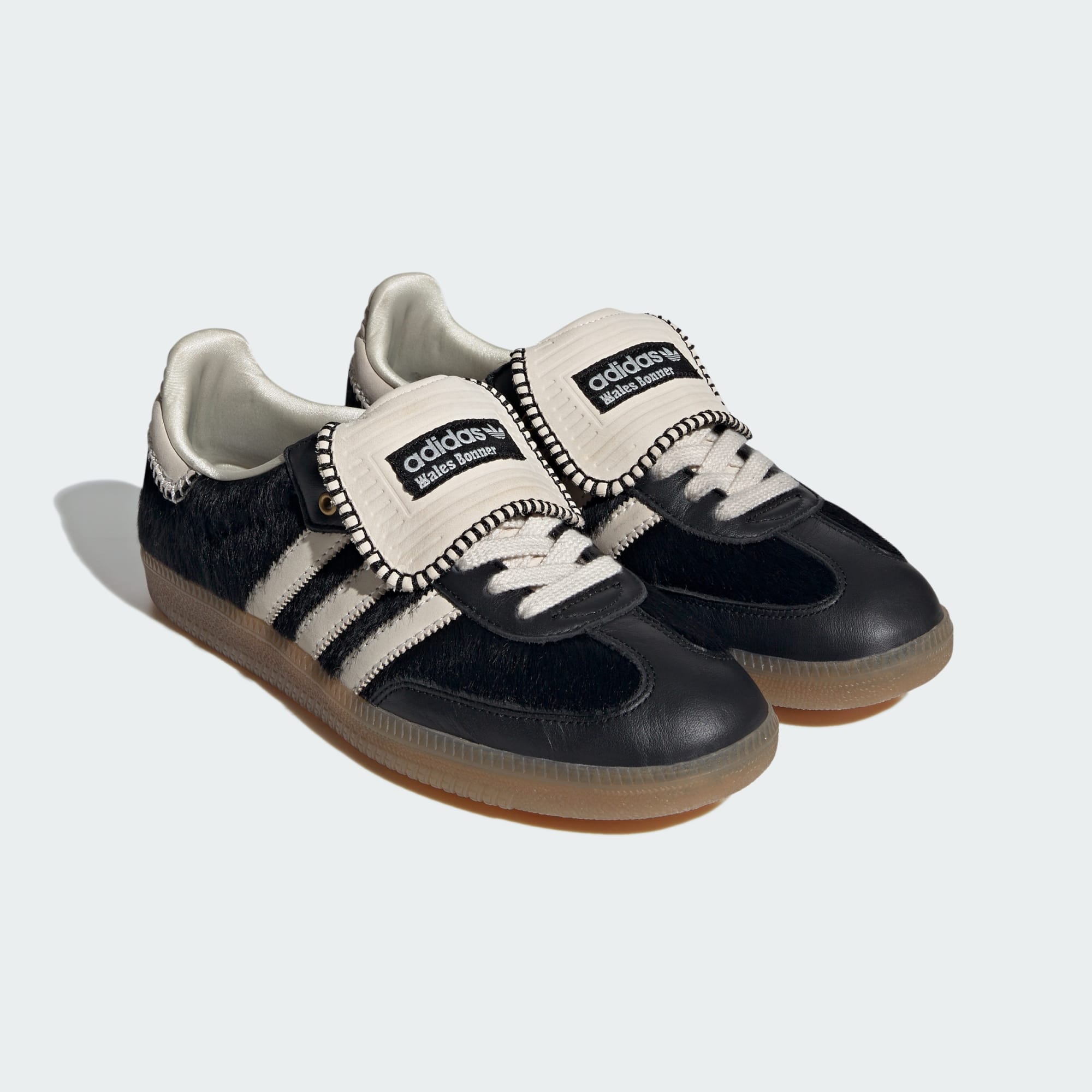 WALES BONNER SAMBA PONY TONAL LOW TRAINERS (CORE BLACK/CREAM WHITE/CREAM WHITE)