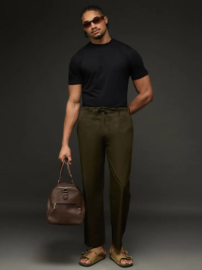 Men's Drawstring Casual Trousers (Olive)
