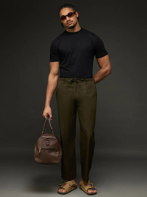 Men's Drawstring Casual Trousers (Olive)