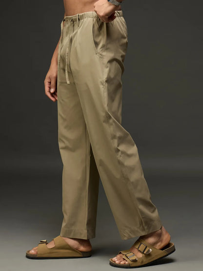 Men's Drawstring Casual Trousers (Khaki)