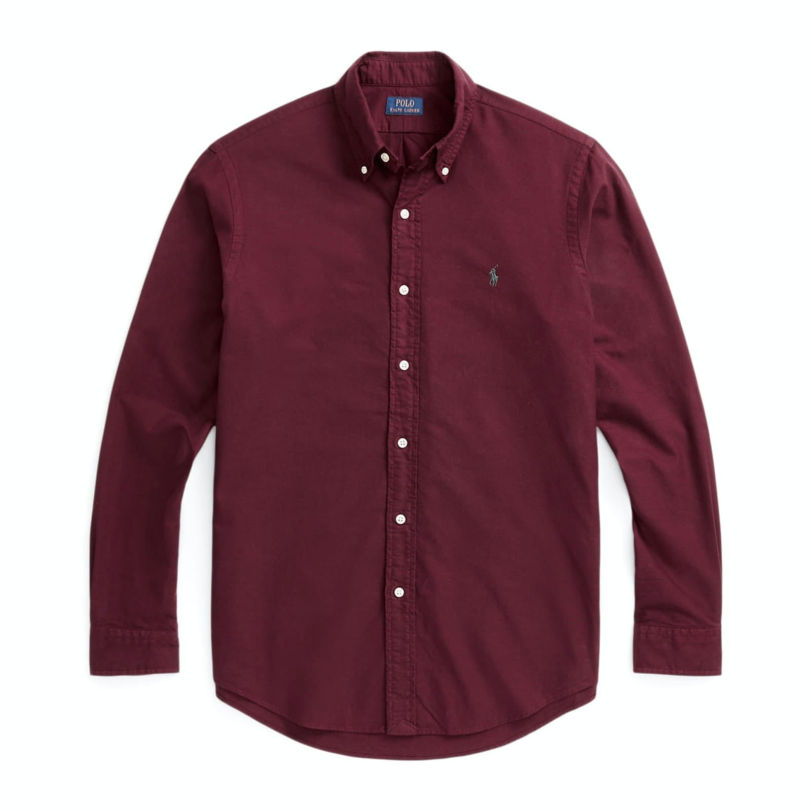 Classic Fit Garment-Dyed Oxford Shirt (Burgundy)