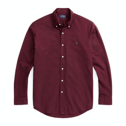 Classic Fit Garment-Dyed Oxford Shirt (Burgundy)