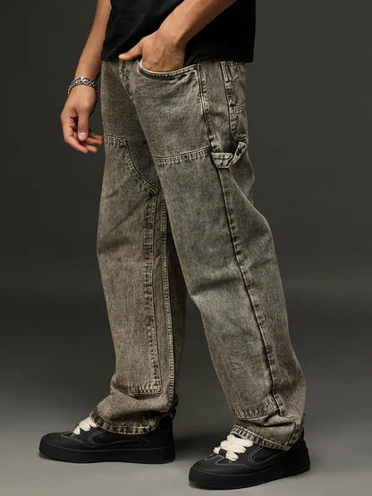 Denim Cargo Pant With Multiple Pockets (Rusty Green)