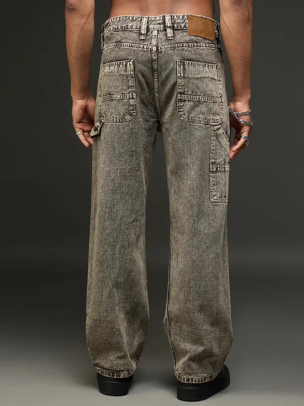 Denim Cargo Pant With Multiple Pockets (Rusty Green)