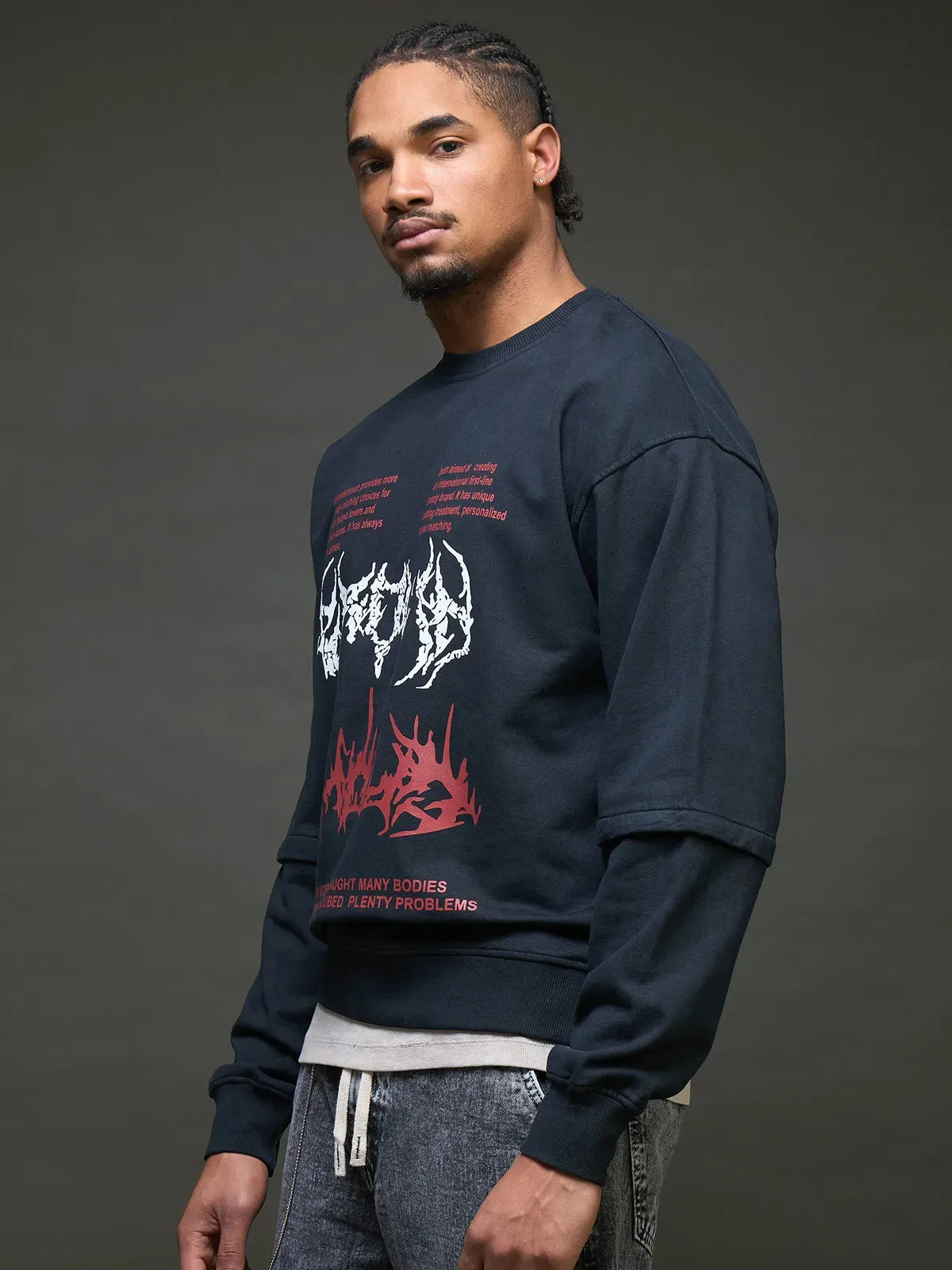Glitch Code Graphic Sweatshirt (Navy)