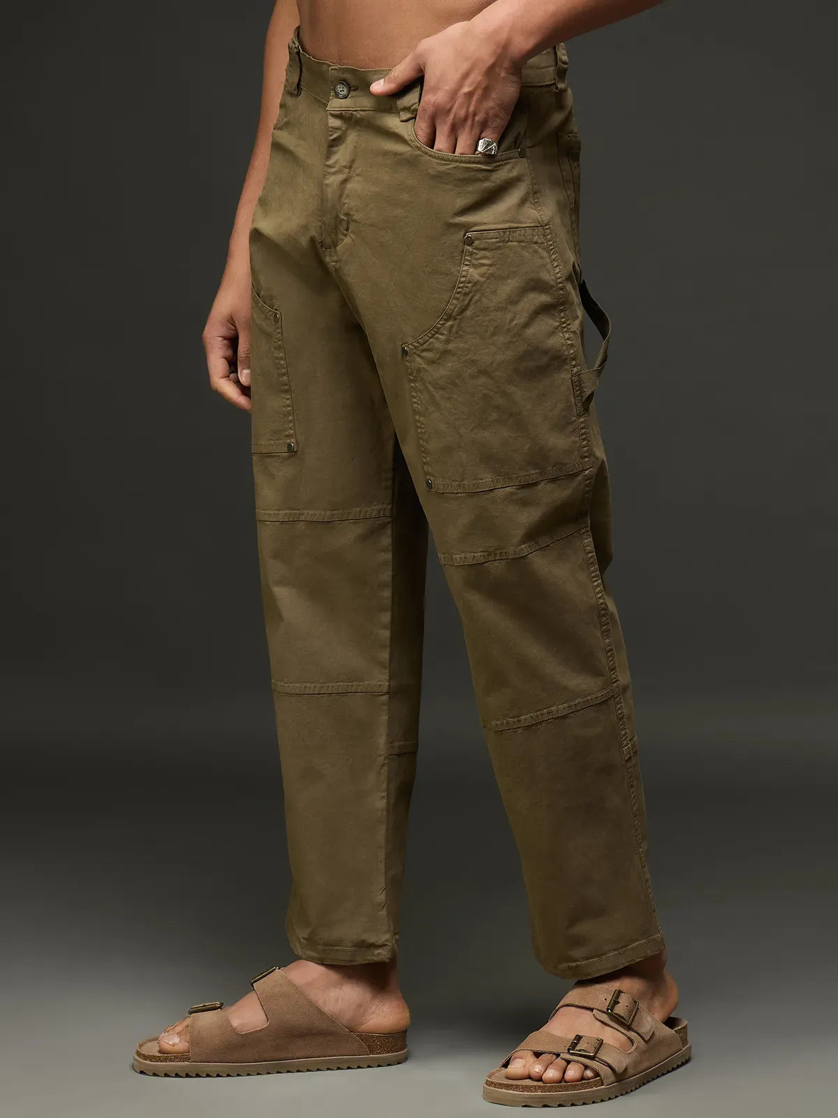 Casual Cargo Pant With Multiple Pockets (Olive)