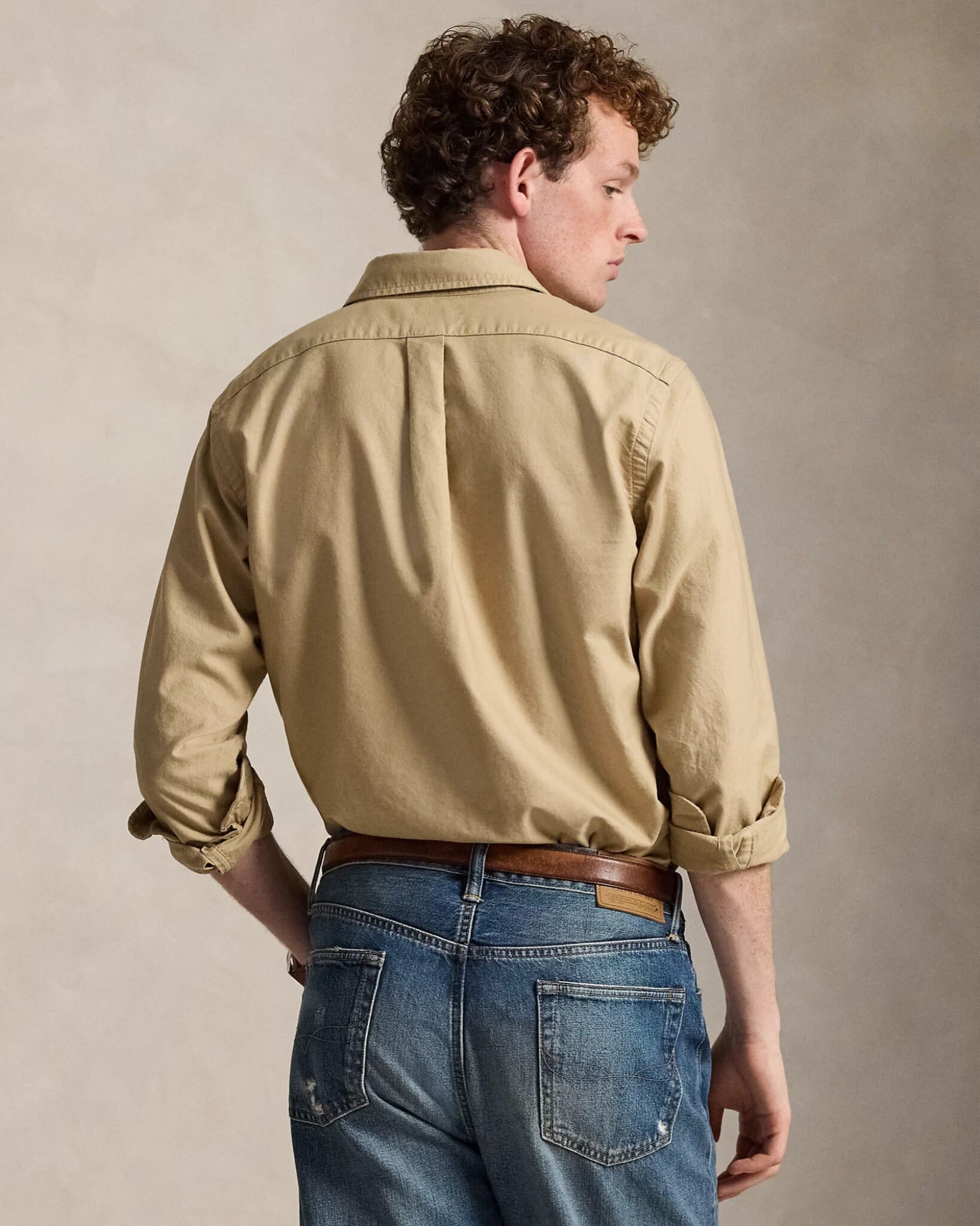 Classic Fit Garment-Dyed Oxford Shirt (Surrey Tan)