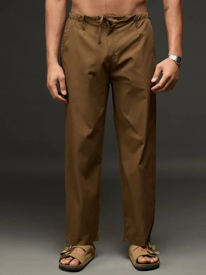 Men's Drawstring Casual Trousers (Brown)