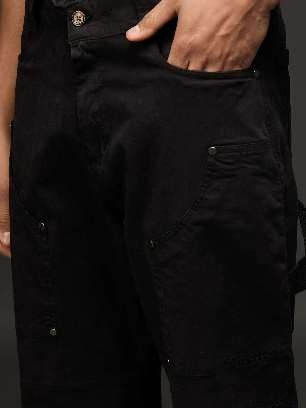 Casual Cargo Pant With Multiple Pockets (Black)