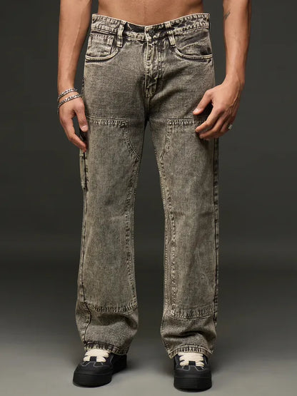 Denim Cargo Pant With Multiple Pockets (Rusty Green)