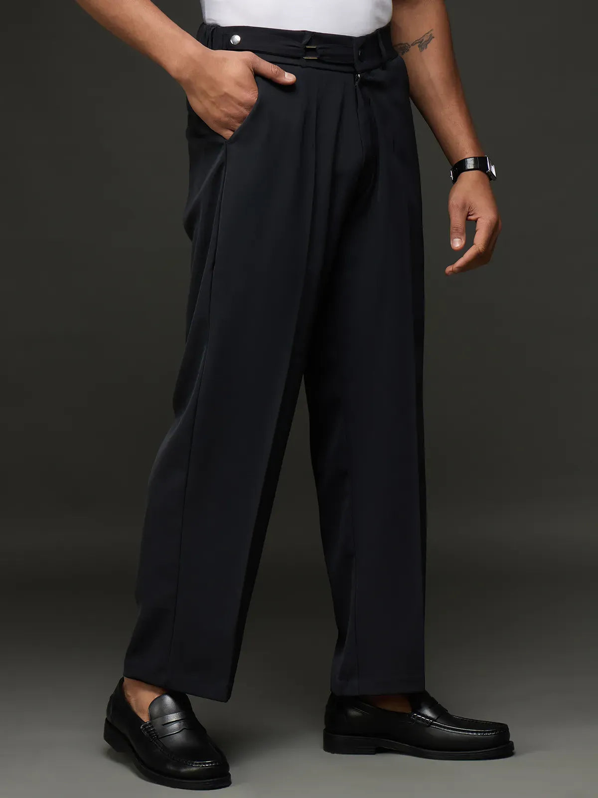 Casual Cargo Trouser With Belt (Black)