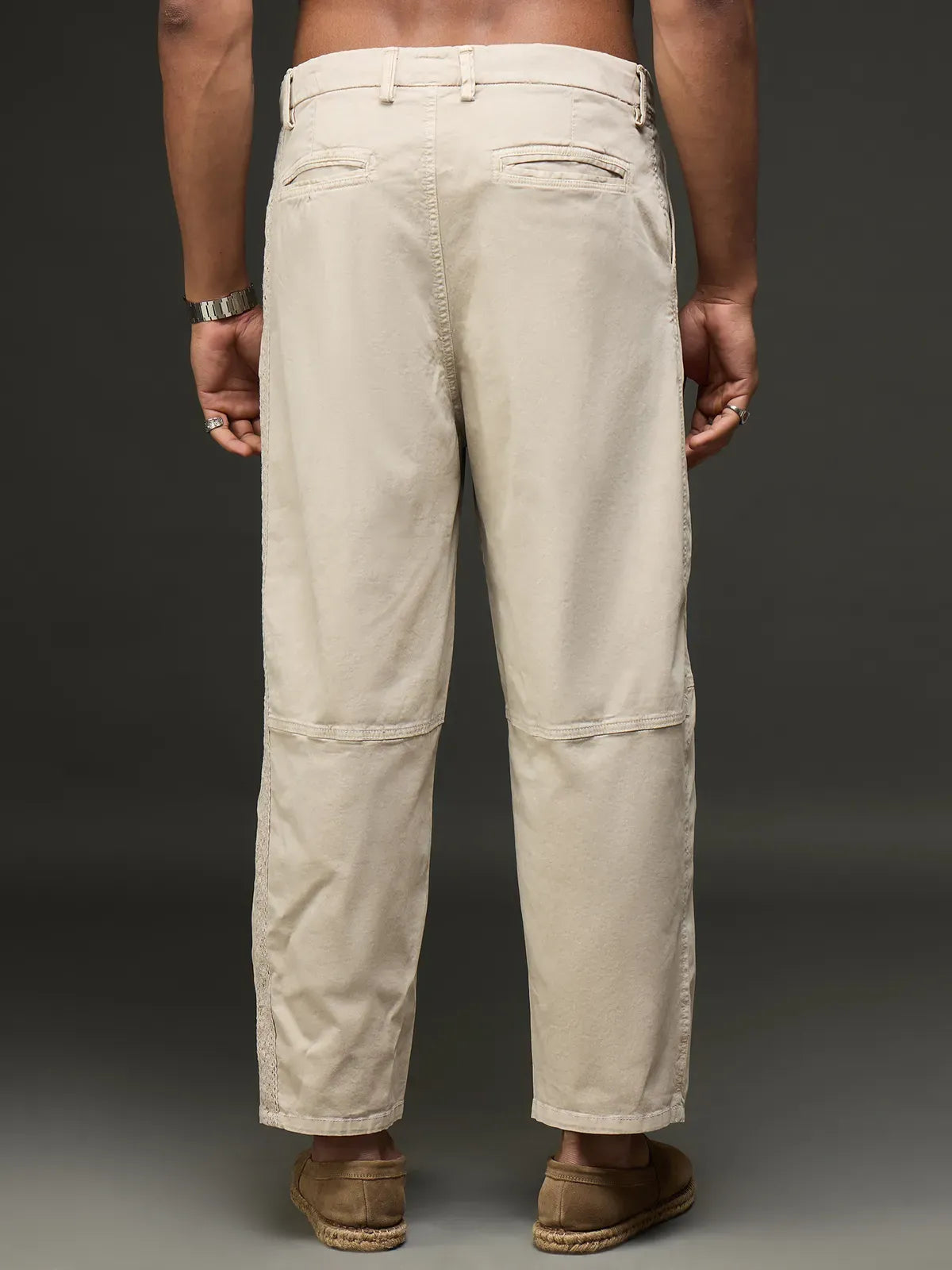 Men’s Relaxed Cotton Trousers (Off White)