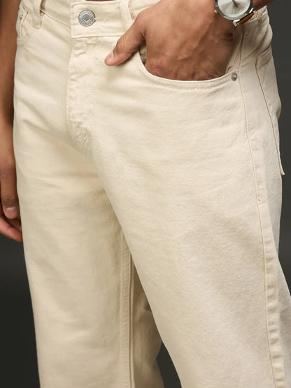 Men's Slim Fit Casual Denim Jeans (Off-White)