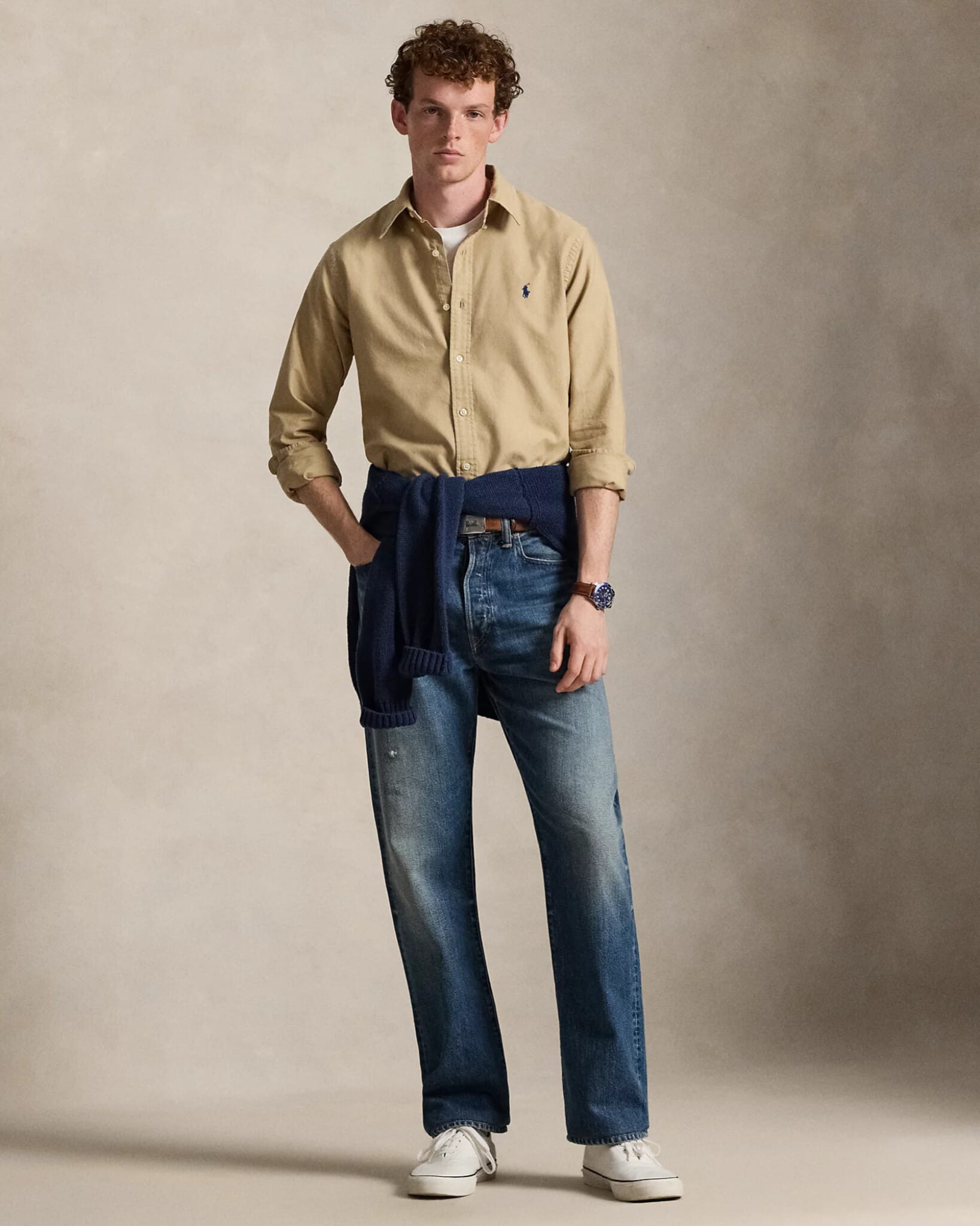 Classic Fit Garment-Dyed Oxford Shirt (Surrey Tan)