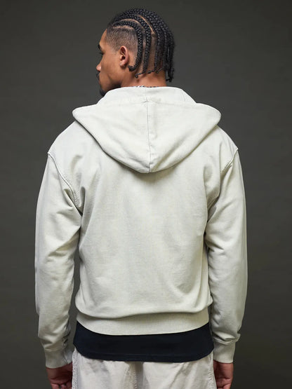 Slate Grey Embroidered Zip Up Hoodie