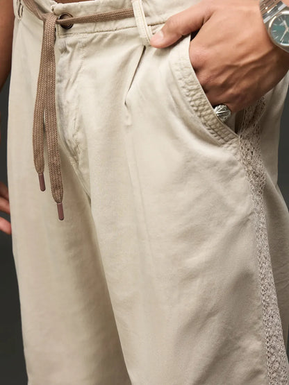 Men’s Relaxed Cotton Trousers (Off White)