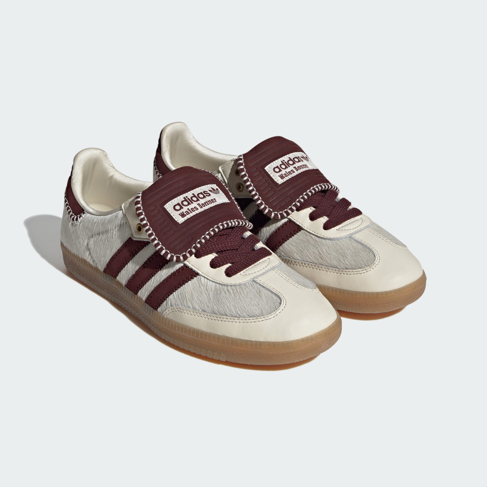 WALES BONNER SAMBA PONY TONAL LOW TRAINERS (CREAM WHITE/MYSTERY BROWN/CREAM WHITE)