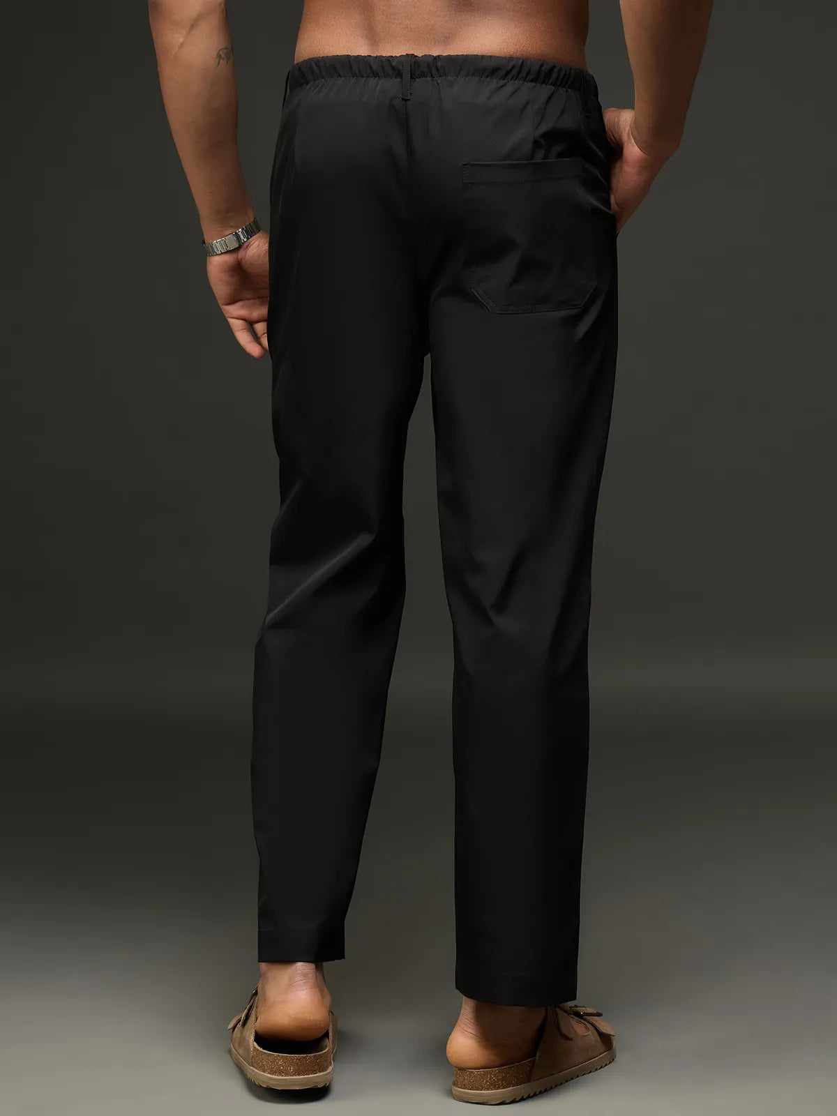 Men's Drawstring Casual Trousers (Black)