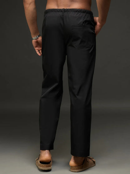Men's Drawstring Casual Trousers (Black)