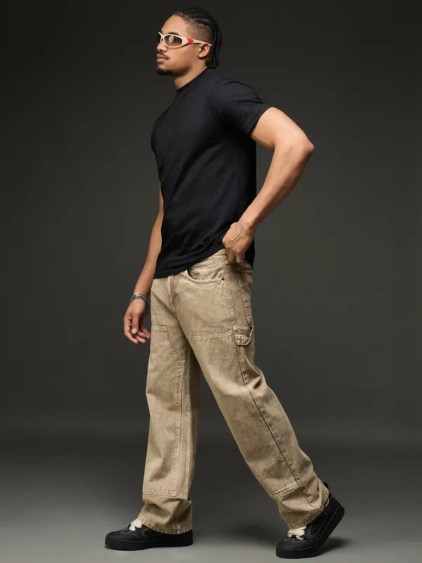 Denim Cargo Pant With Multiple Pockets (Brown)