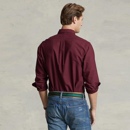 Classic Fit Garment-Dyed Oxford Shirt (Burgundy)