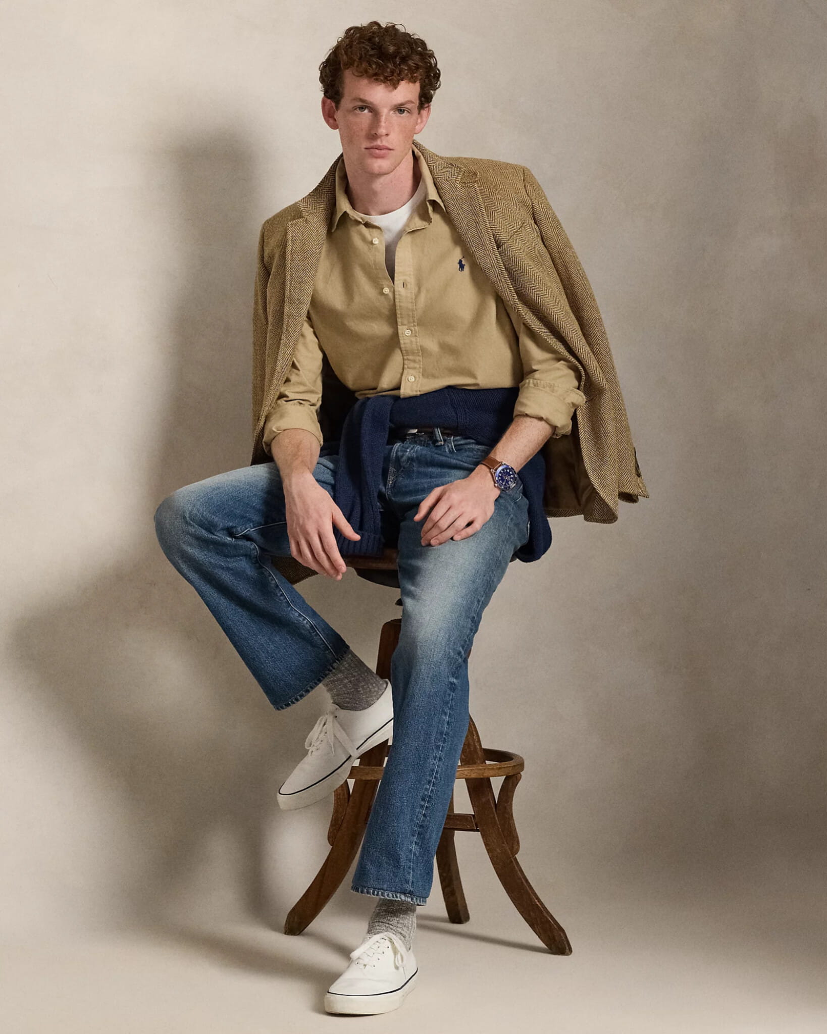 Classic Fit Garment-Dyed Oxford Shirt (Surrey Tan)