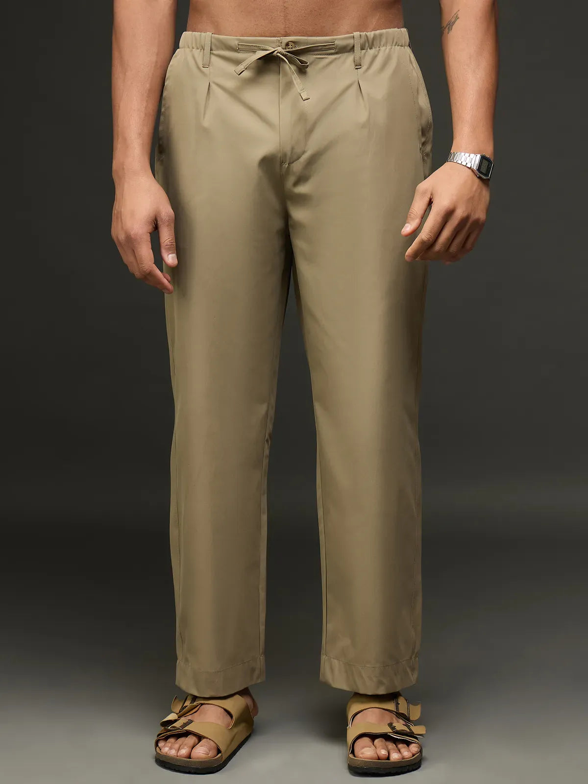 Men's Drawstring Casual Trousers (Khaki)