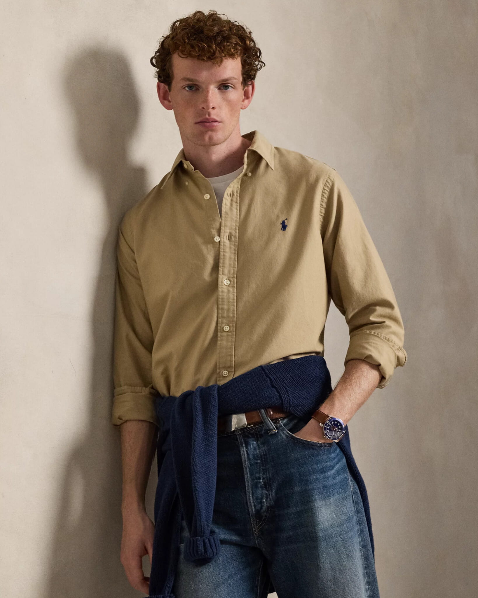 Classic Fit Garment-Dyed Oxford Shirt (Surrey Tan)