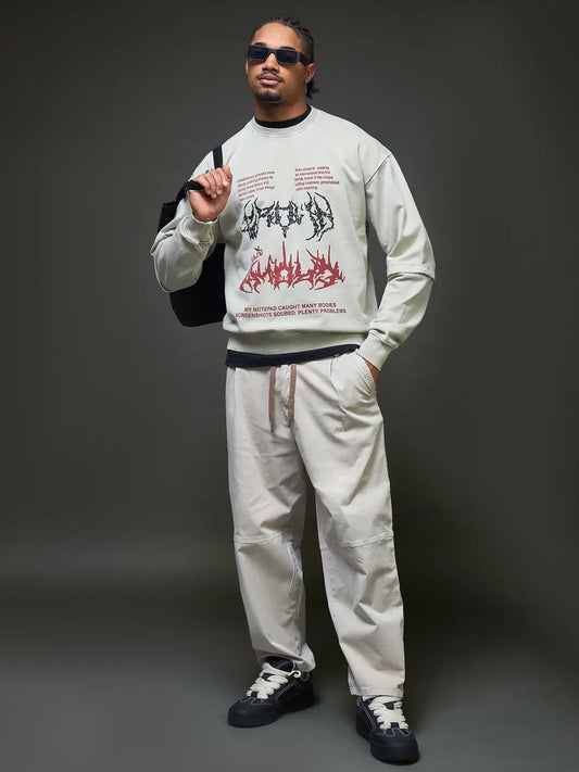 Glitch Code Graphic Sweatshirt (White)