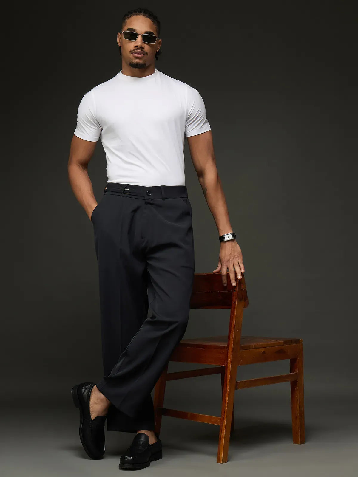 Casual Cargo Trouser With Belt (Black)
