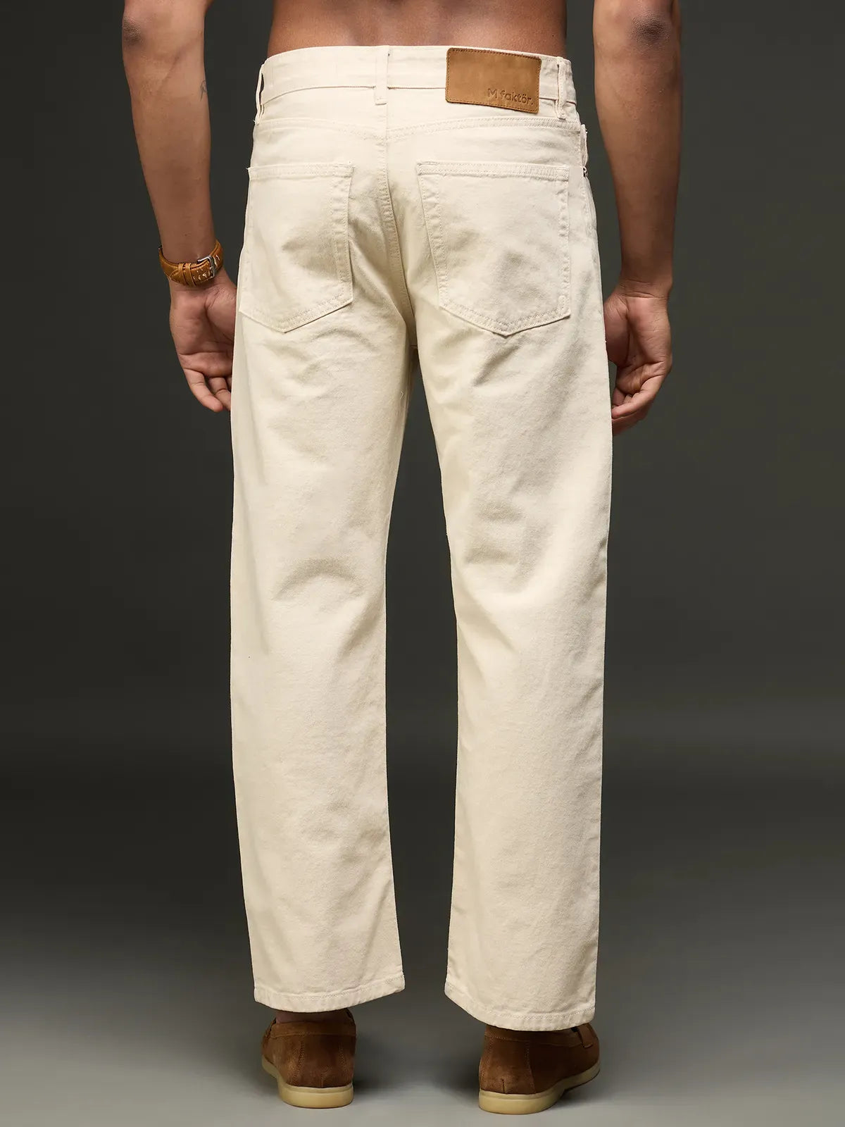 Men's Slim Fit Casual Denim Jeans (Off-White)