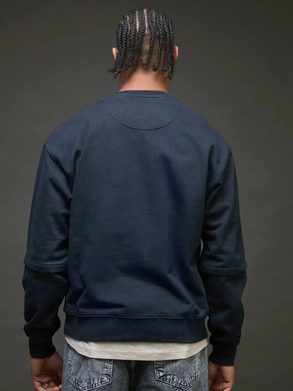 Glitch Code Graphic Sweatshirt (Navy)