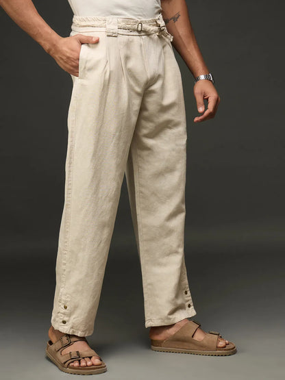 Casual Cargo Trouser With Belt (Off-White)