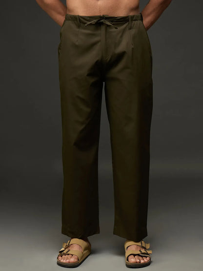 Men's Drawstring Casual Trousers (Olive)