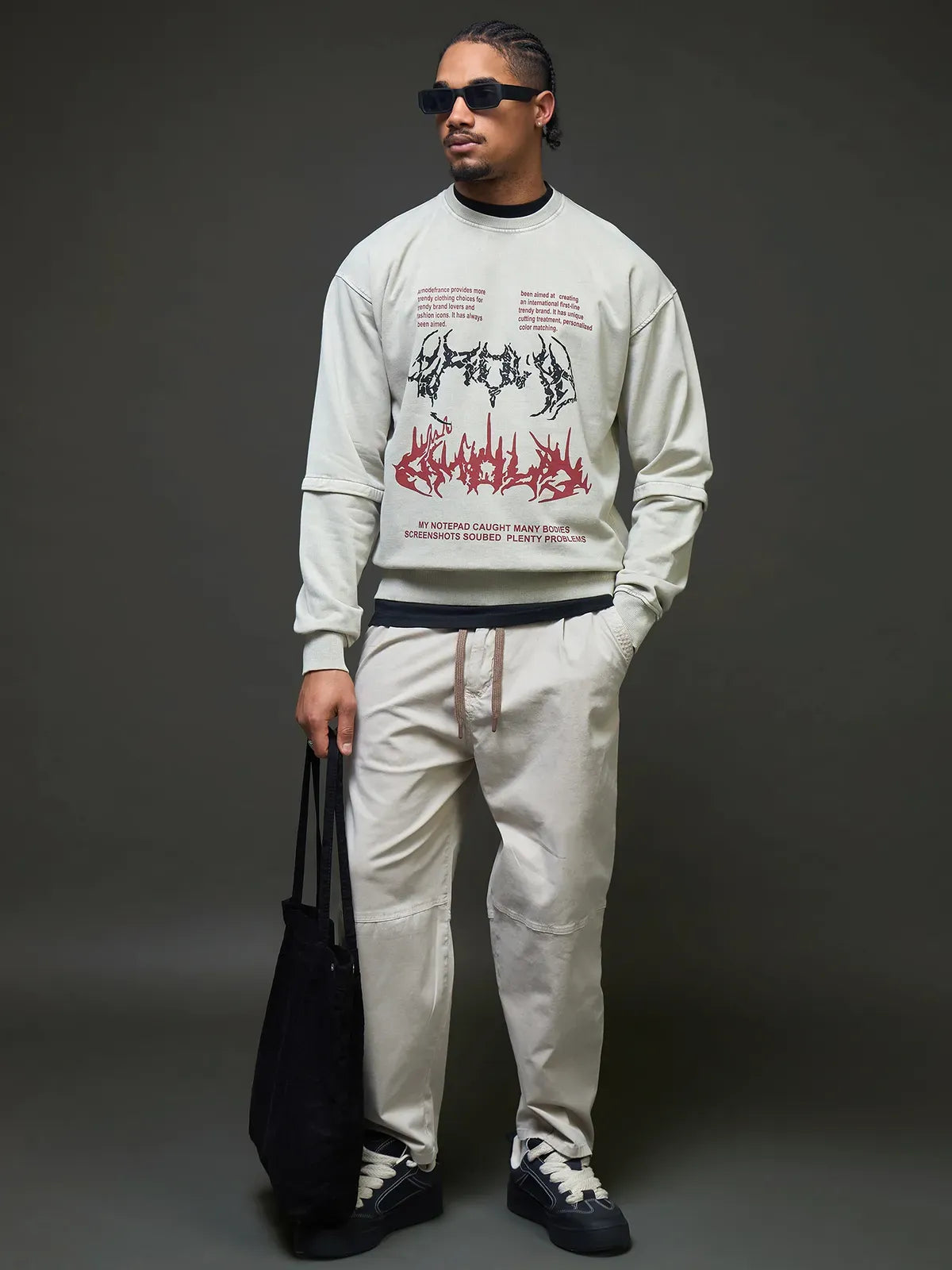 Glitch Code Graphic Sweatshirt (White)