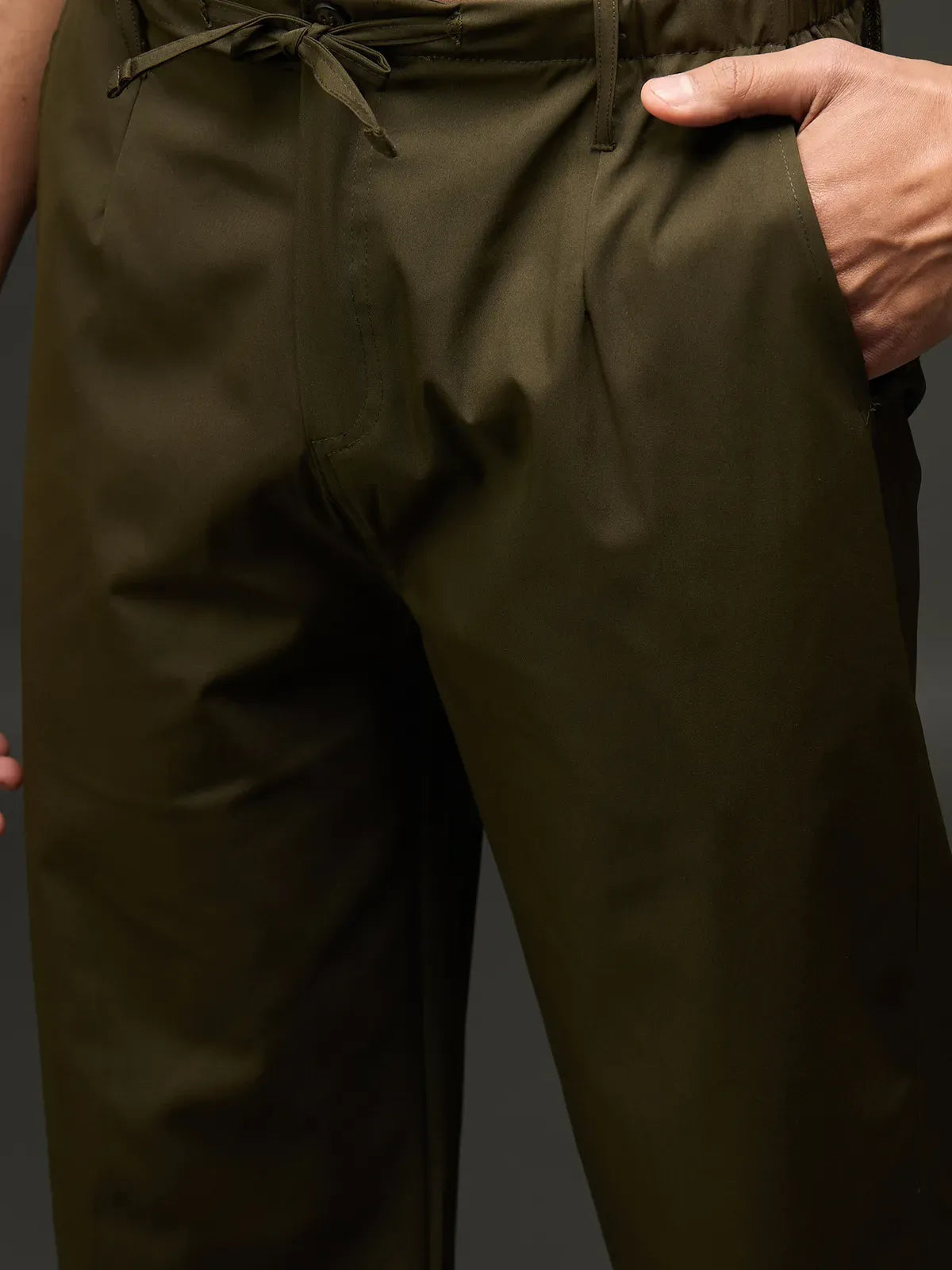 Men's Drawstring Casual Trousers (Olive)